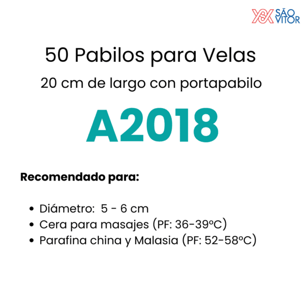 Pabilo para vela A2018 50 pz - Imagen 2